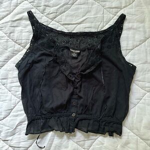 Black Summer Button Up Blouse